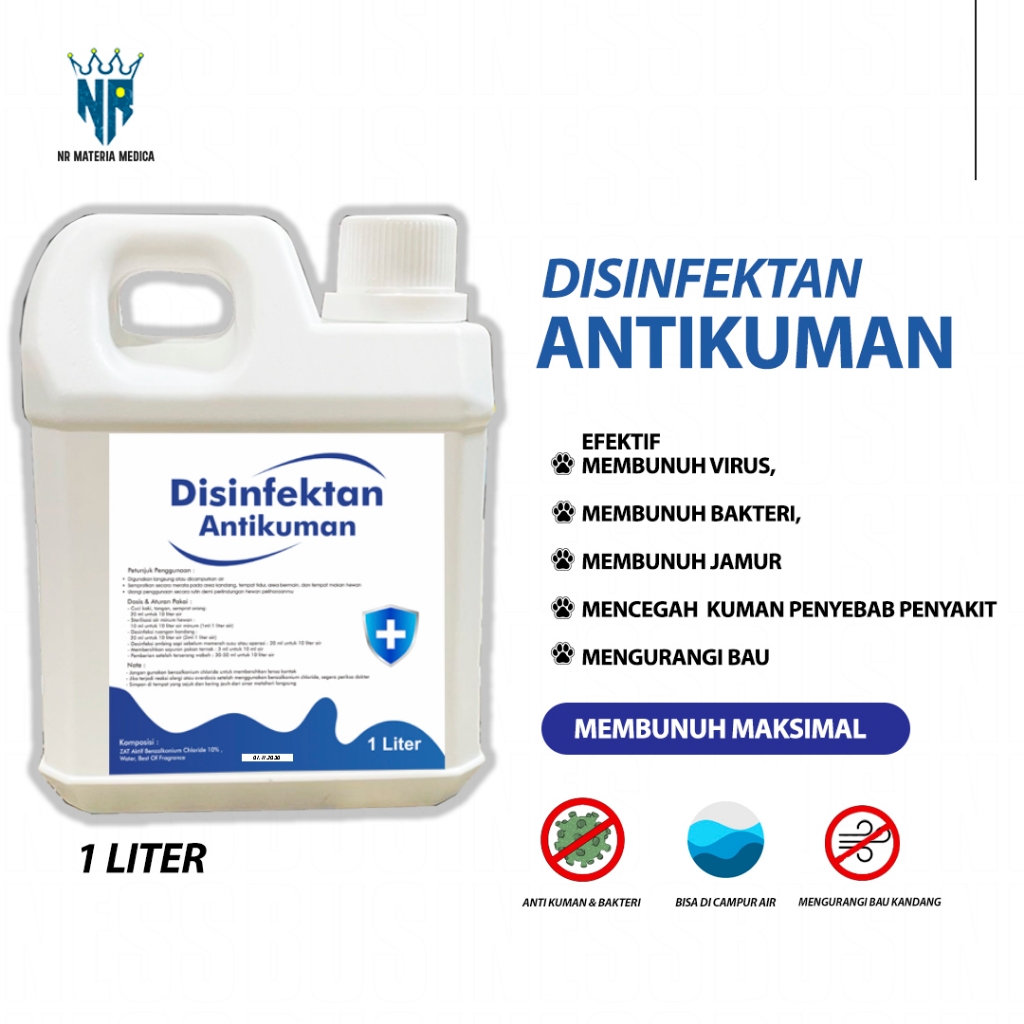 Disinfektan antikuman 1 LITER - Disinfektan BKC 10% Desinfektan Kandang Peternakan Ayam Bebek Sapi K
