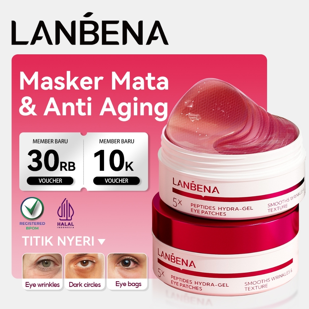 LANBENA 5X Peptide Eye Patch 60Pcs Masker Mata Hyaluronic Collagen Menghilangkan Mata Panda BPOM