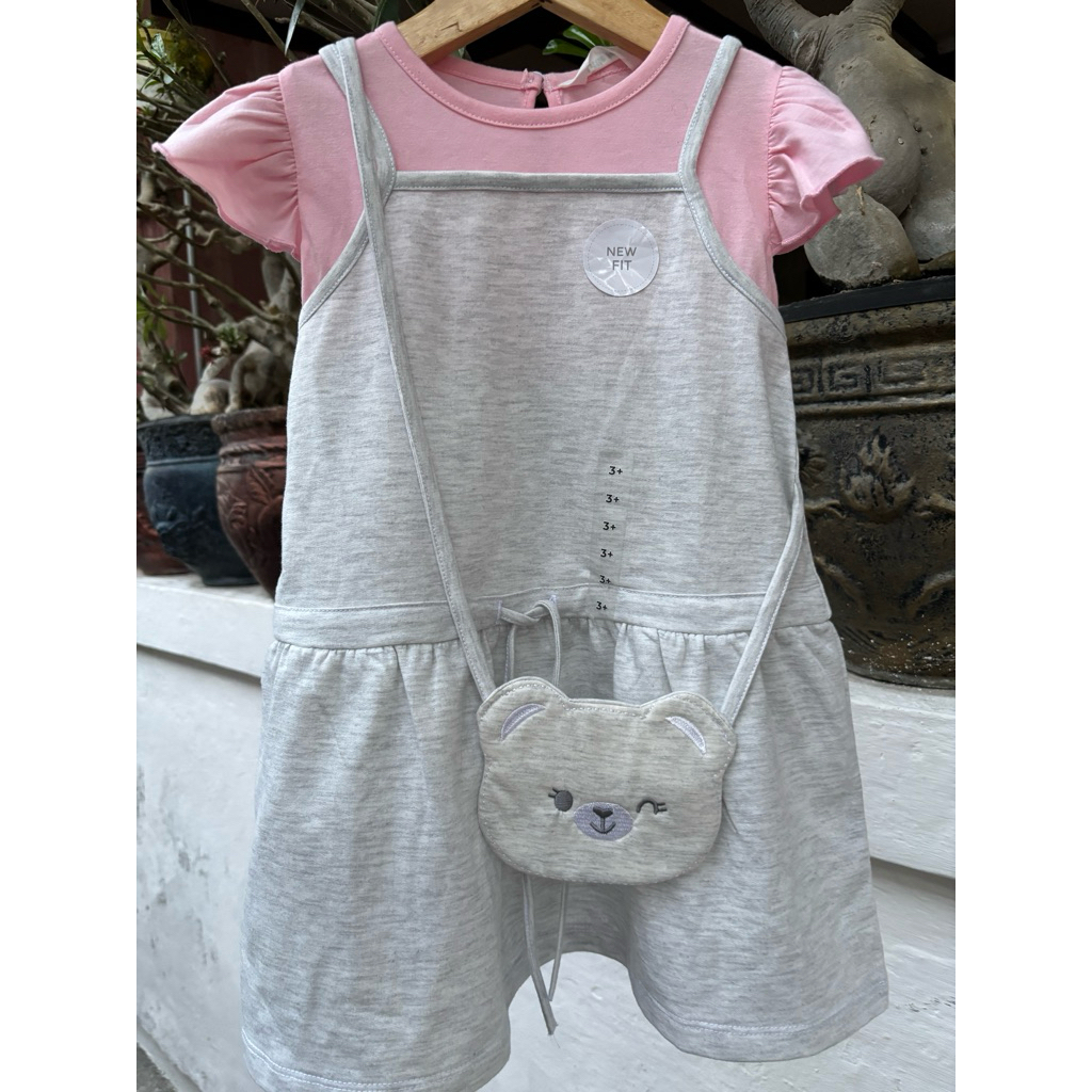 Dress abu anak perempuan dress tas anak perempuan- Little m