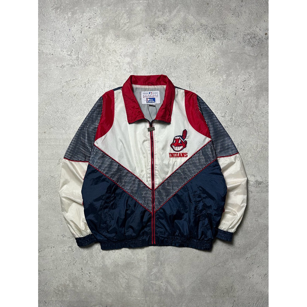 CLEVELAND INDIANS MLB PROPLAYER 90'S WINDBREAKER VTG JACKET