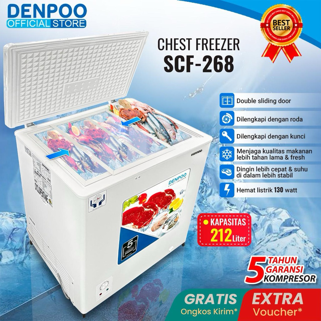 CHEST FREZER DENPOO SCF-268 CG (235L)| SCF-205 CG(157L)