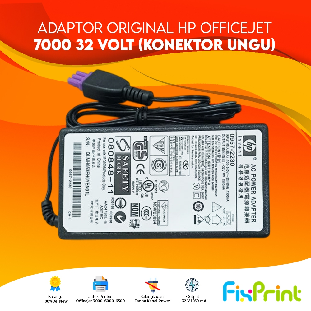 Adaptor   Power Printer HP Officejet 7000 6500 6000 Original Konektor Ungu   Murah