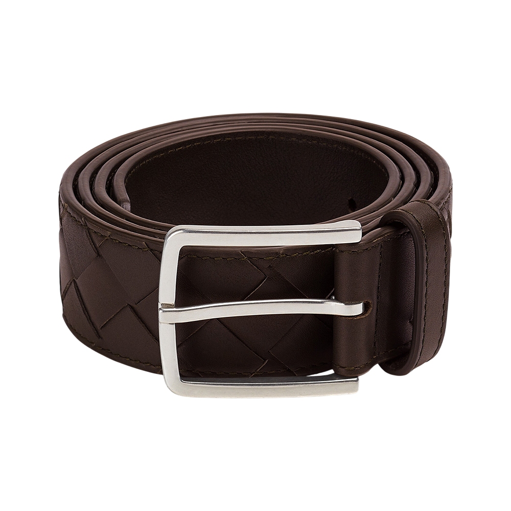 Intrecciato Calfskin Leather Belt Fondant