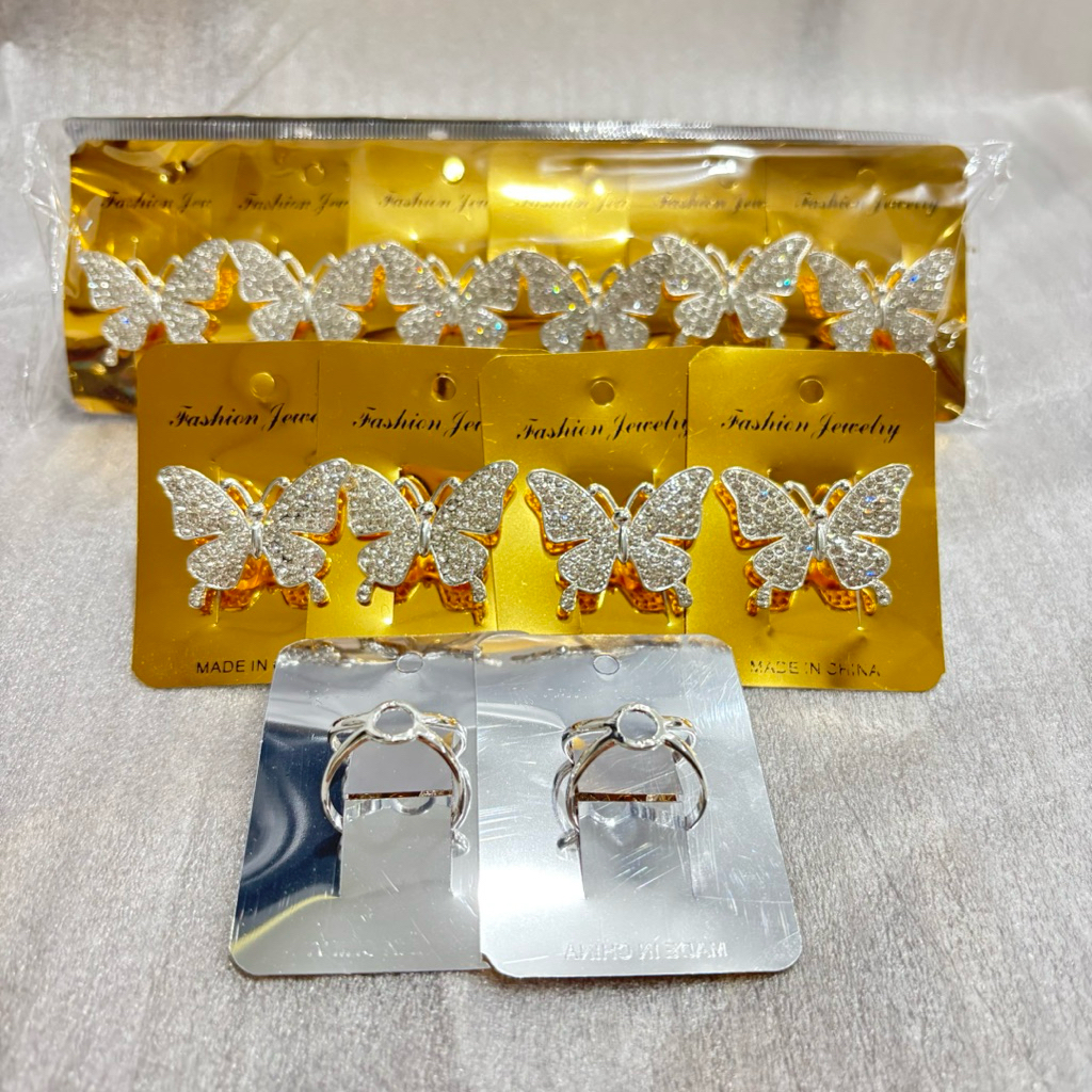 Lusinan 12 Pcs Bros Jilbab Bros cincin Ring Elegan Gold dan Silver