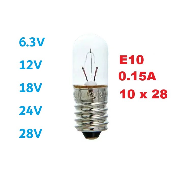 Pilot Lamp E10 T 10 x 28 / 0.15A Lampu Indikator Indicator Lamp Kecil Pijar Bulb Bohlam Bolam Signal