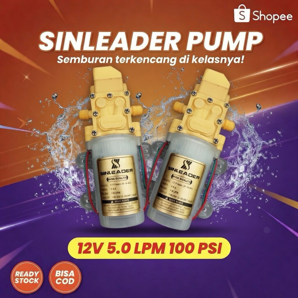 DINAMO POMPA AIR STEAM JET CLEANER DC 12 VOLT 100 PSI 5 LPM SINLEADER HIU