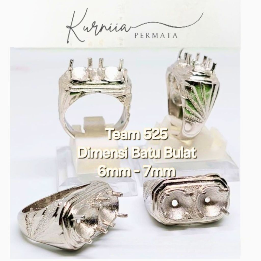 Ring Emban Alpaka Super 2 Batu Dim Bulat Kecil 6-7mm / Pengikat Ring Cincin Batu Akik Eceran Termura