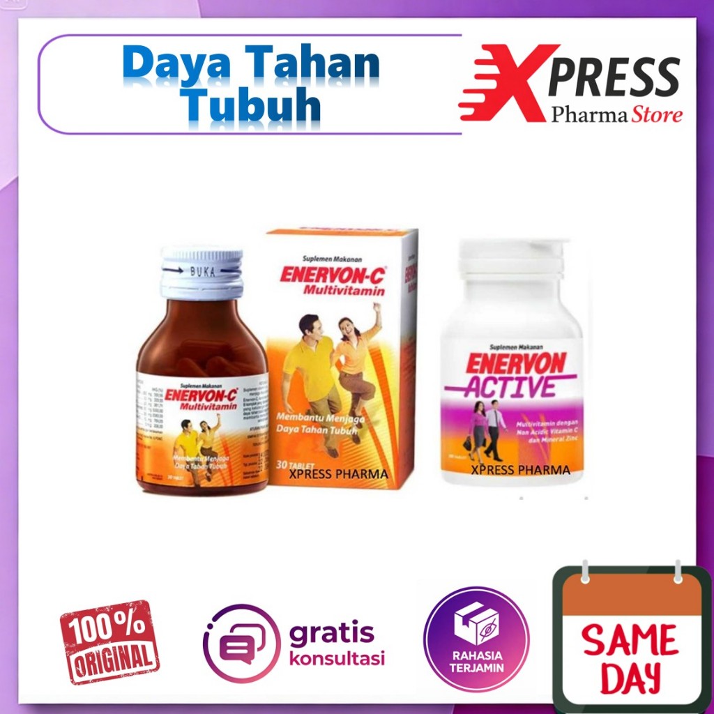 XPRESS  Enervon C isi 30 Tablet BOTOL Vitamin C Daya Tahan Tubuh Vitamin BComplex EnervonC Enervonc 