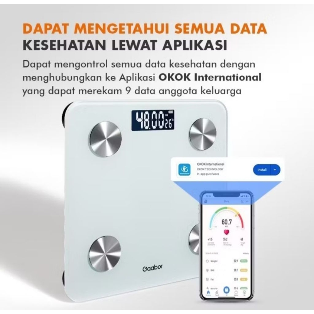 Gaabor Timbangan Badan Smart Digital GWSM02A Original Garansi Resmi