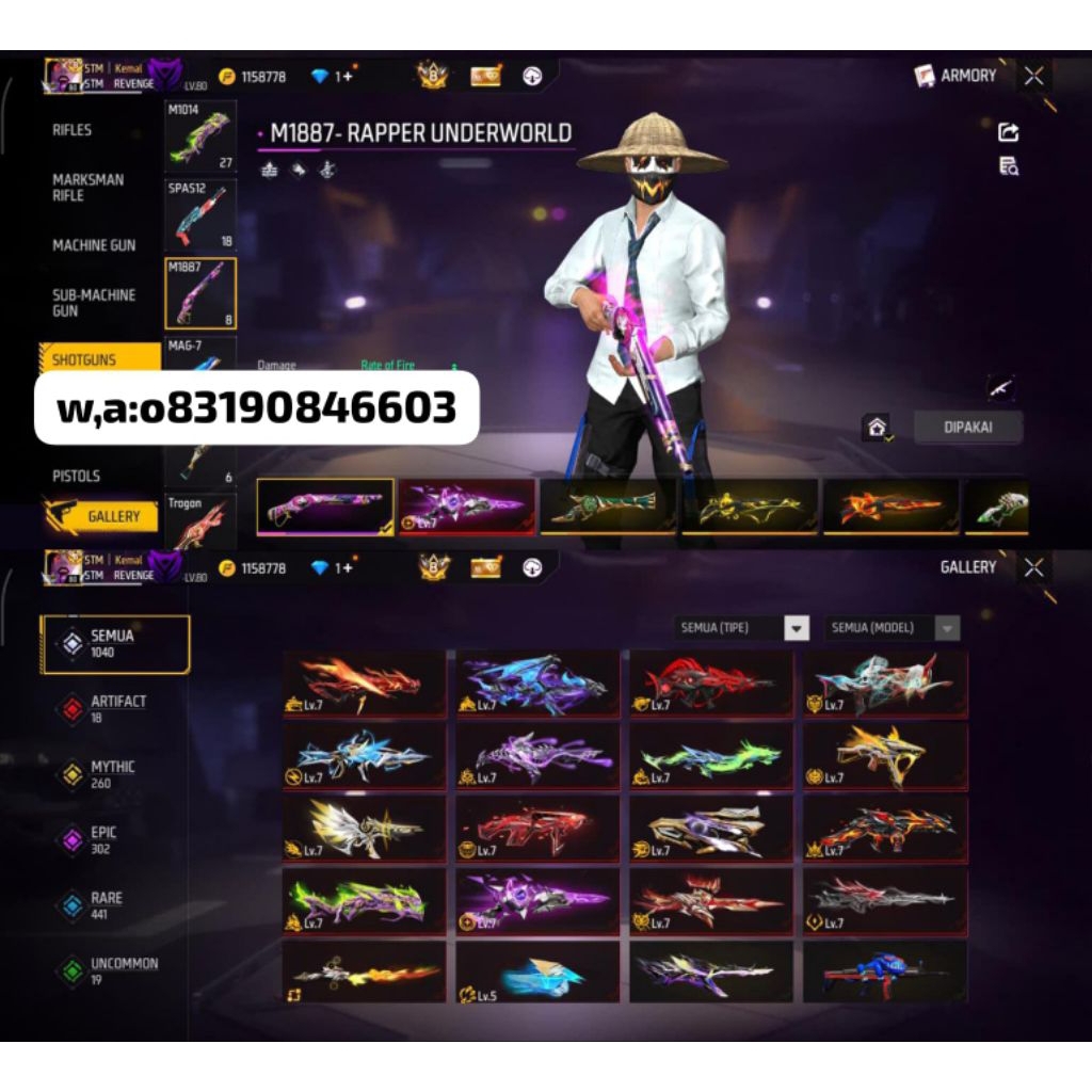 Akun free fire old sultan full max tergacor