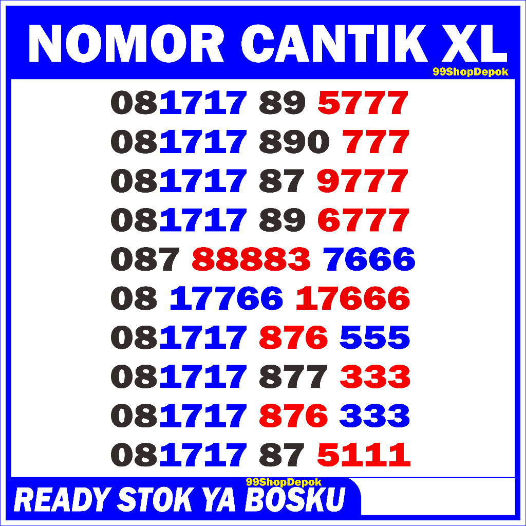 Nomor Cantik XL Triple 777 XL 666 555 Kartu Perdana Nomer Cantik XL 4g 5g XL 333 111 88883 7666