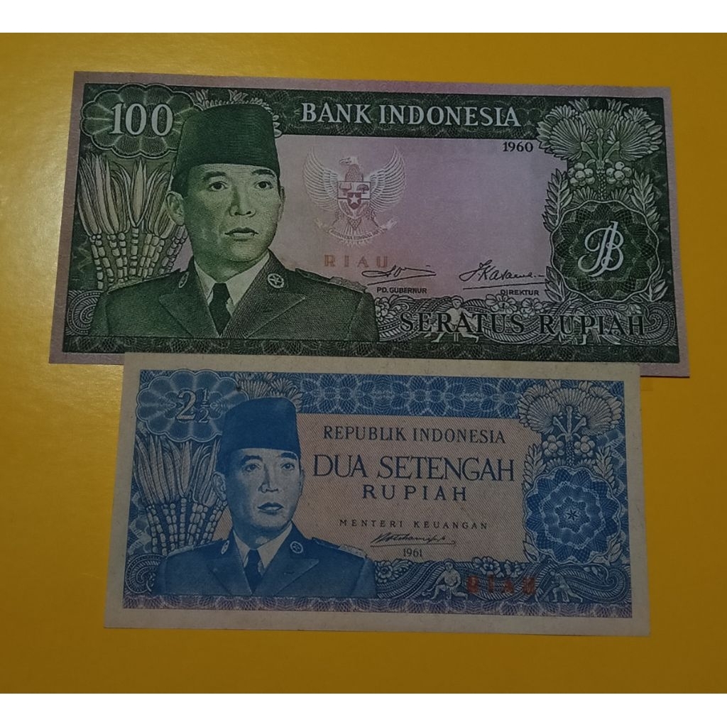 Uang Repro Indonesia Soekarno Rp 100 & 21/2 C.T. RIAU