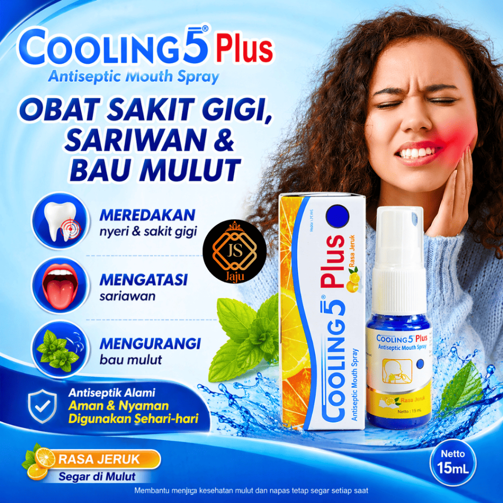 Obat Sakit Gigi Berlubang Sariawan Gusi Bengkak Penyegar Nafas Bau Mulut Cooling 5 Plus Mouth Spray