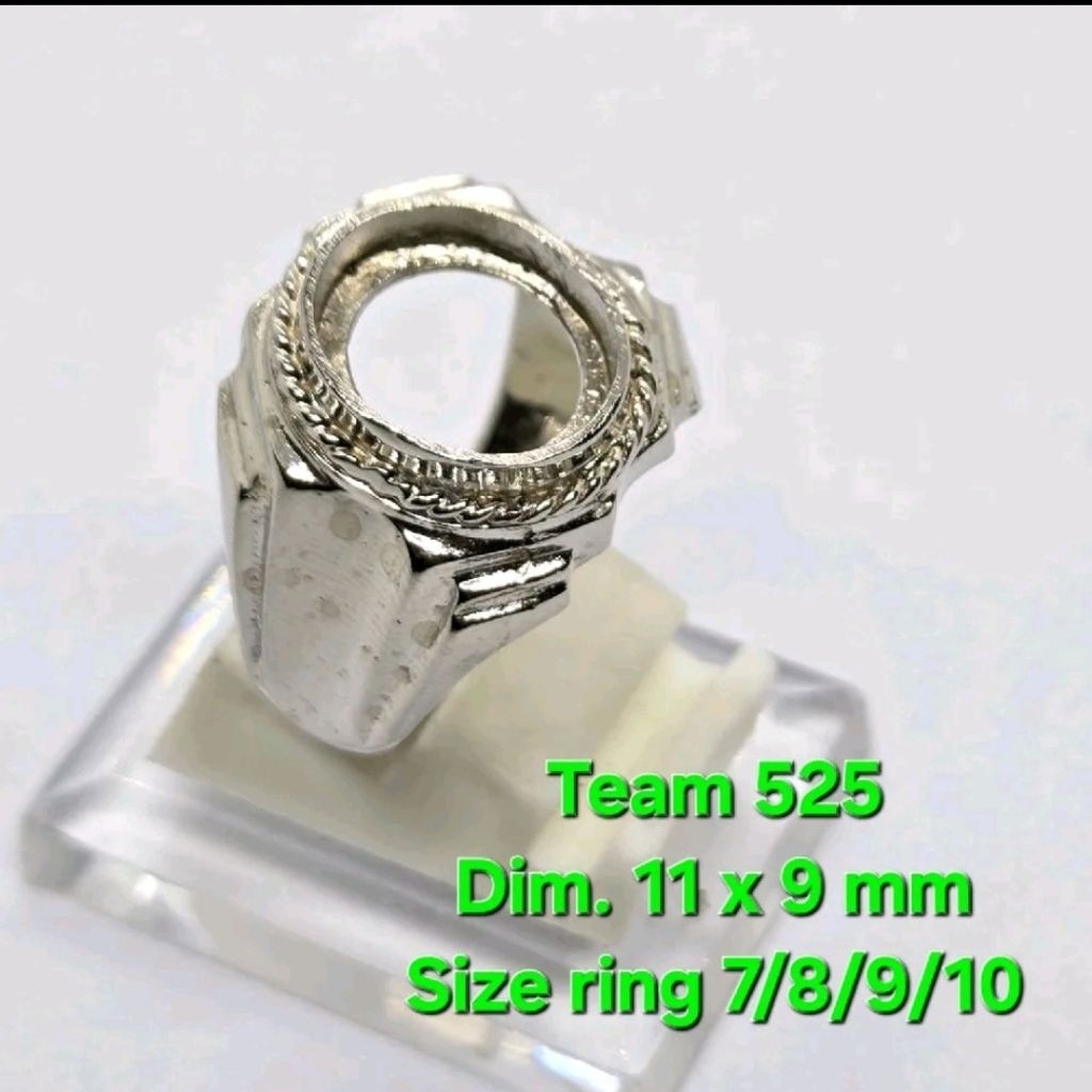 Ring emban alpaka super dim 11x9 tanam motif polosan / pengikat ring batu akik eceran