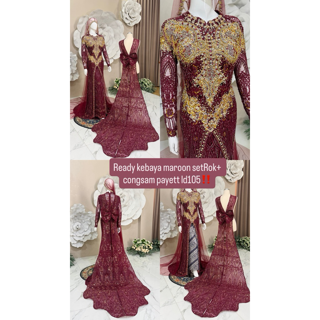Kebaya maroon set Rok