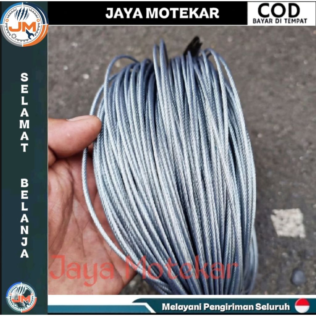 Kawat Tali Sling baja kawat seling lapis plastik PVC 3 mm sling lapis selang sling baja galvanis PVC