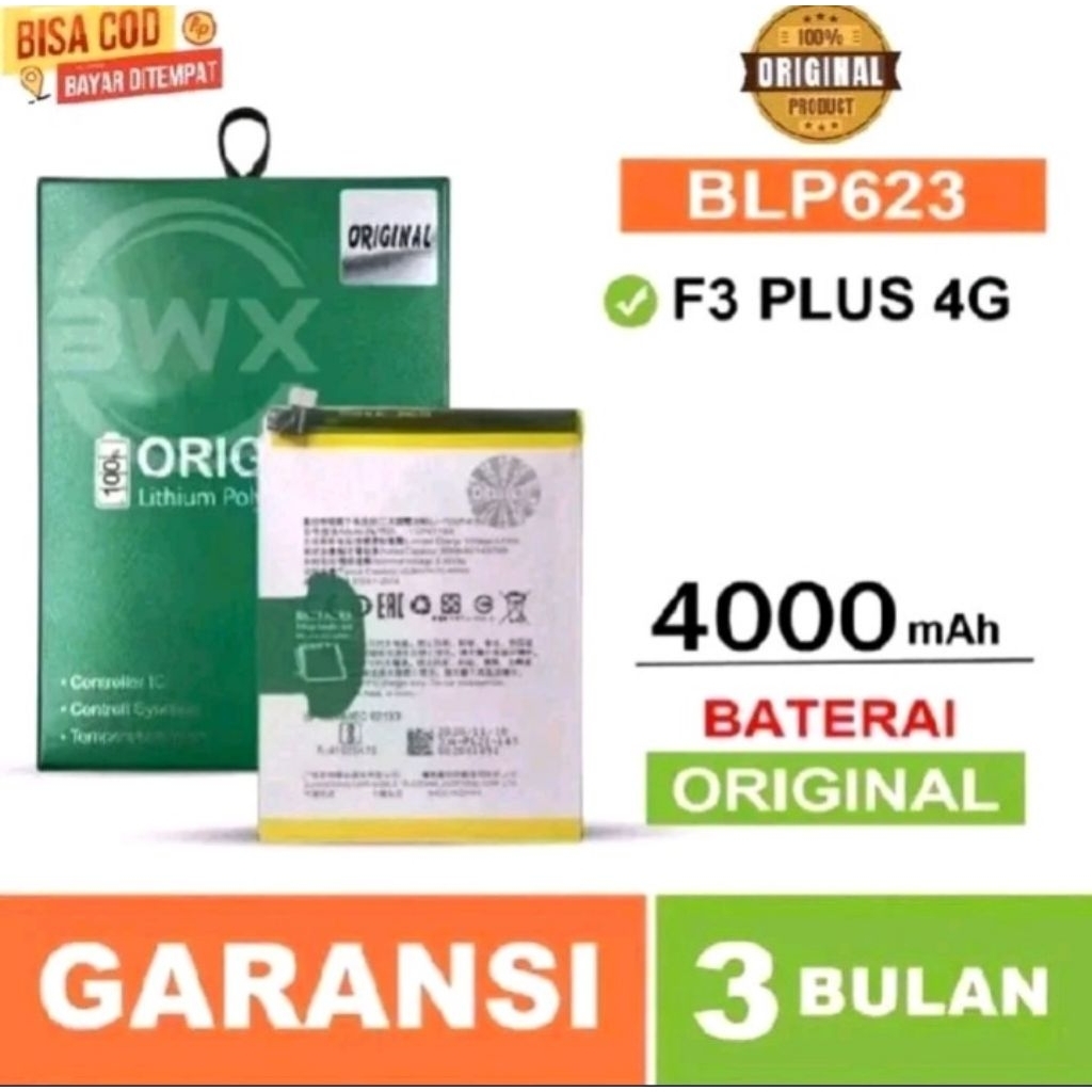 Battery BATERAI BATRAI BATRE OPPO F3 plus BLP623 Batre Original OPPO F3Plus