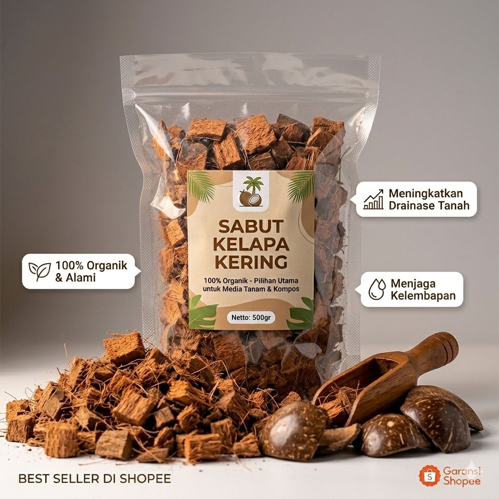 SABUT KELAPA KERING (COCO CHIPS) - MEDIA TANAM ORGANIK 100%
