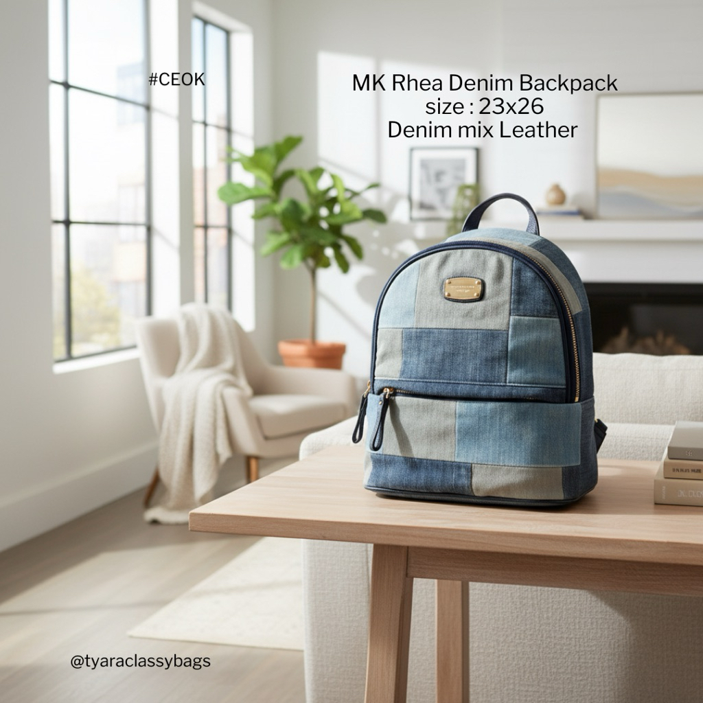 Backpack MK Denim mix kulit Second Branded