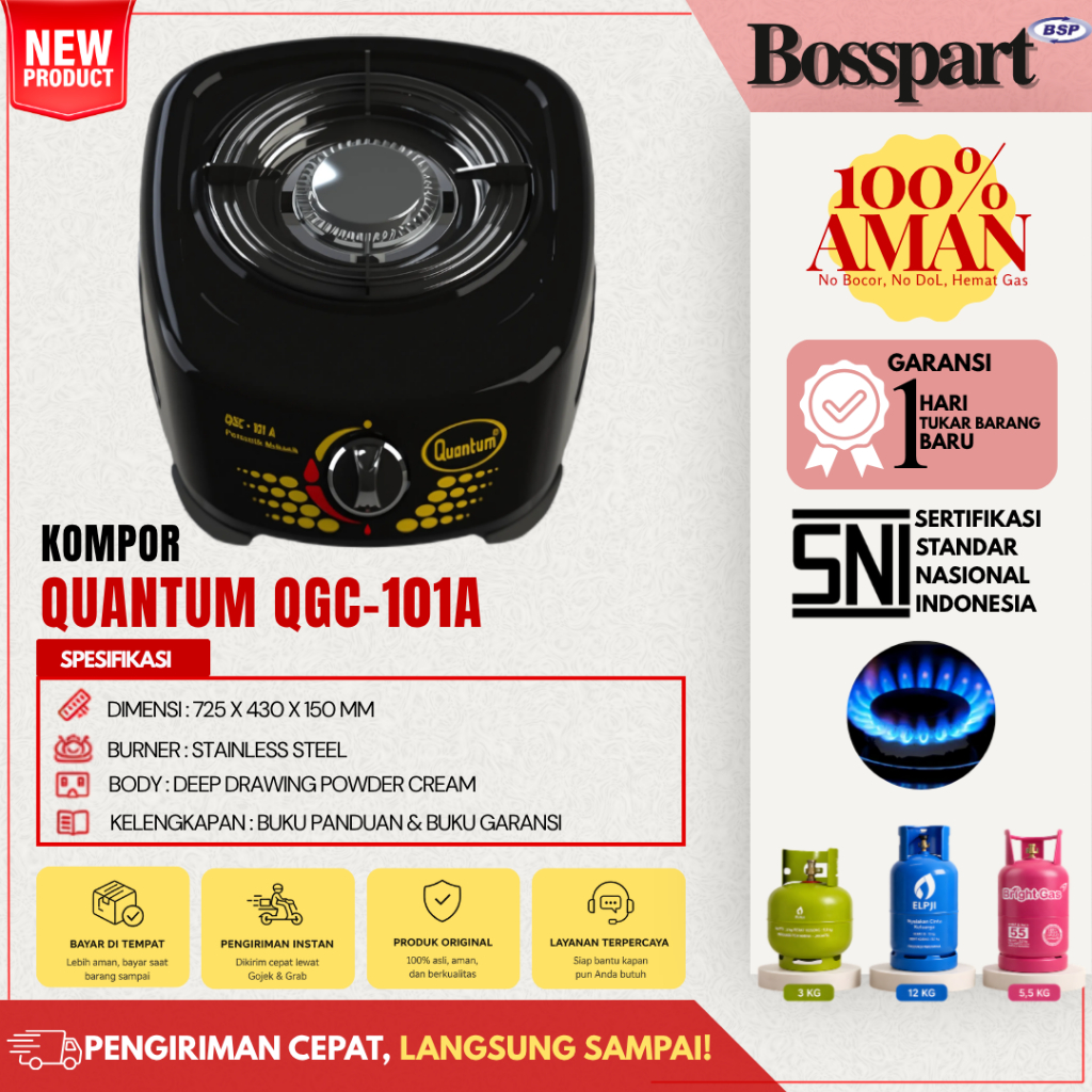 QUANTUM Kompor Gas 1 Tungku QGC-101R / Kompor Gas Quantum QGC-101A  / Kompor Gas Kuantum