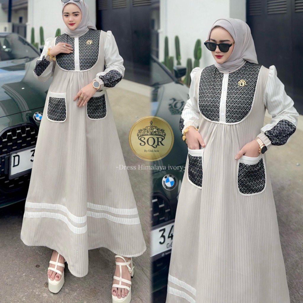 Dress ( Himalaya Ivory ) Dress Premium || Gamis Wanita Kekinian