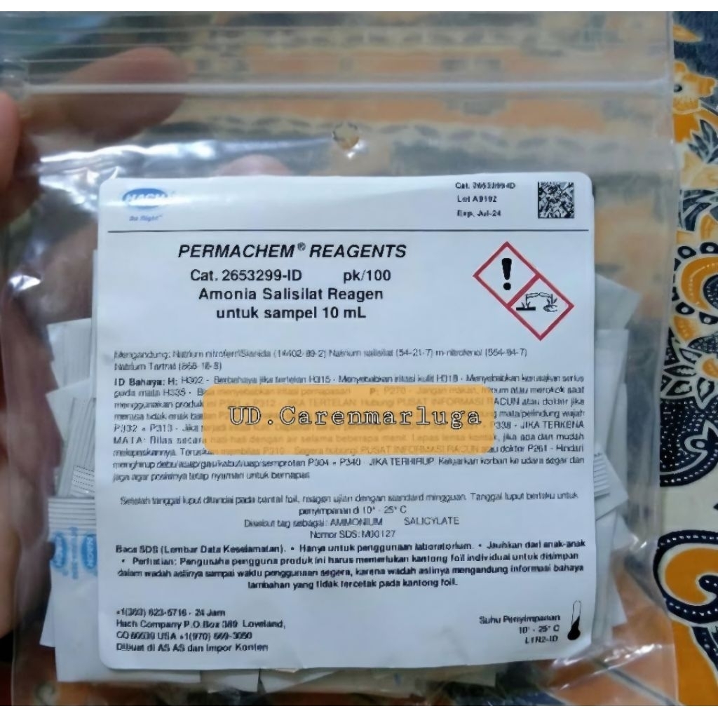 Hach 2653299 Ammonia Salicylate Reagent Powder Pillows 10ml 100pk