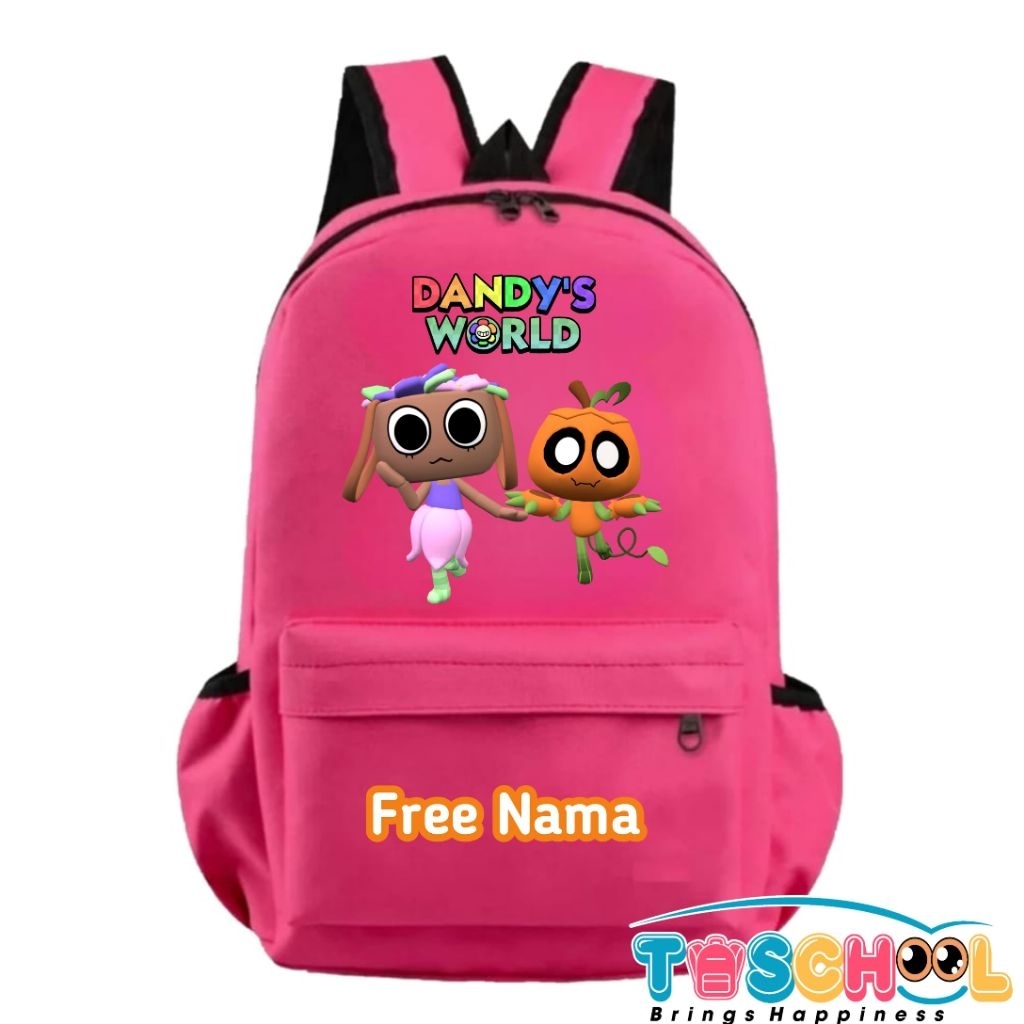 TAS RANSEL ANAK KARAKTER DANDY'S WORLD BASSIE GOURDY FREE NAMA