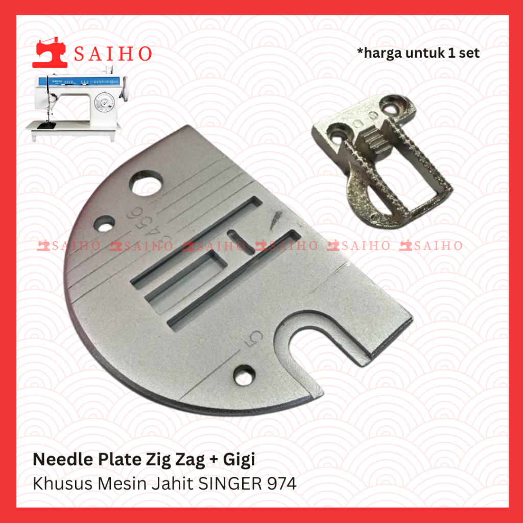 PLAT GIGI NEEDLE PLATE + GIGI MESIN JAHIT SINGER 974