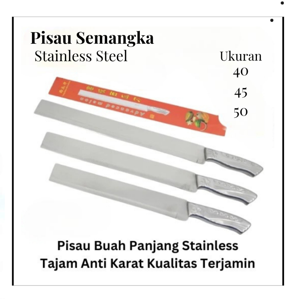 Pisau Buah Stainless Pisau Buah Semangka Bilah Panjang 40cm 45cm 50cm Pisau Buah Anti Karat