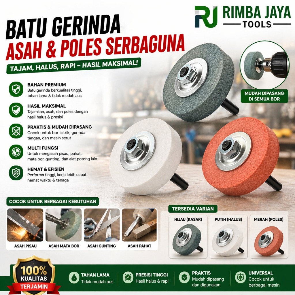 Batu Mata Asah & Polish Gerinda – Spindle Adapter Bench Grinder Pengubah Bor Duduk 8mm