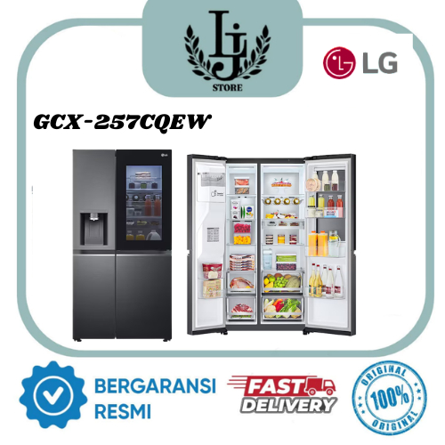 Kulkas LG Side by Side 4 Pintu Instaview GCX257CQEW (Dark Silver) /GCX257CSEW (Silver) Kulkas LG 4 P