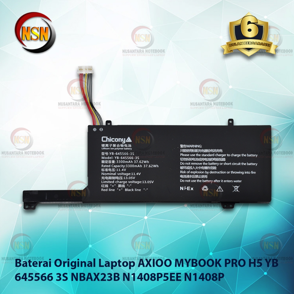 BATERAI AXIOO MYBOOK PRO H5 YB 645566 3S NBAX23B N1408P5EE N1408P
