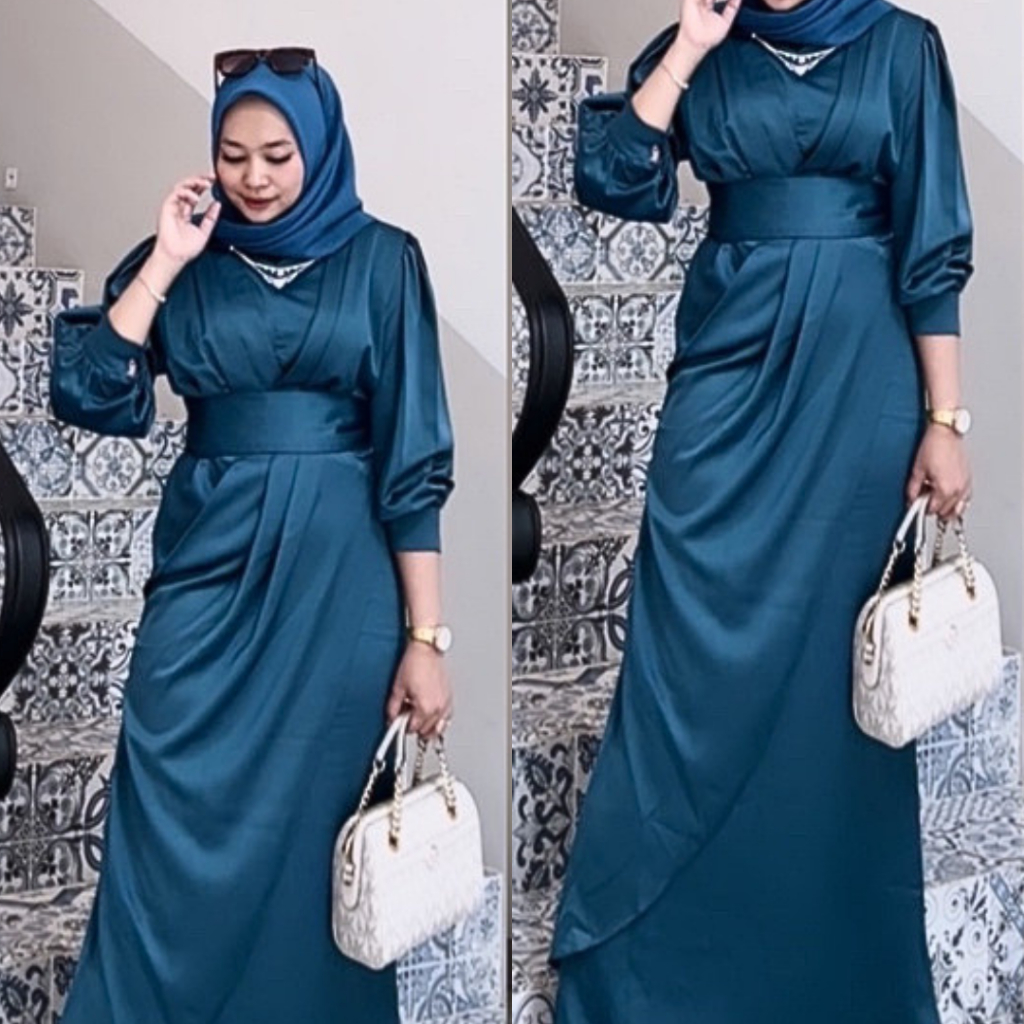 Nathalie Dress Kondangan Bahan Silk Premium | Sabila Dress Bridesmaid Satin Velvet Premium Dress Bri