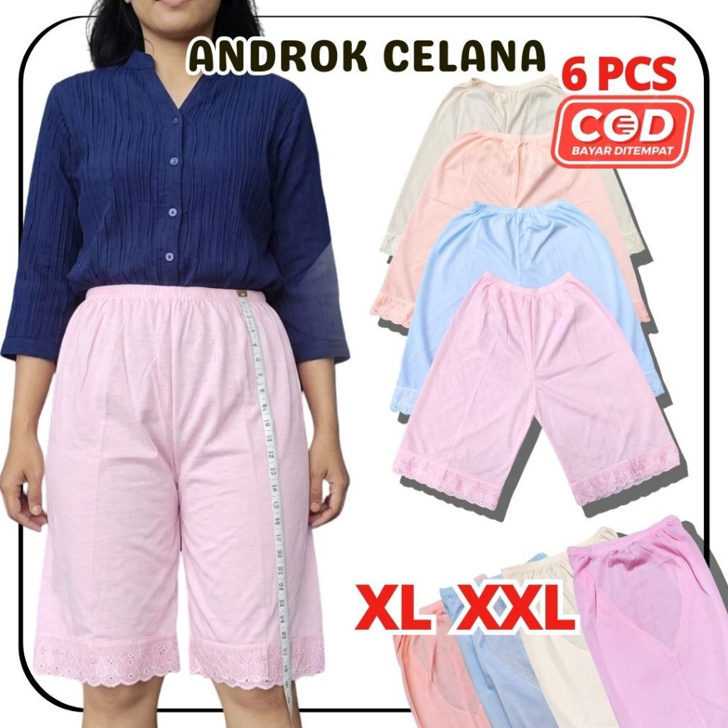 TERMURAH 6PCS Androk Kulot Celana Wanita Daleman Jumbo SIZE XL XXL