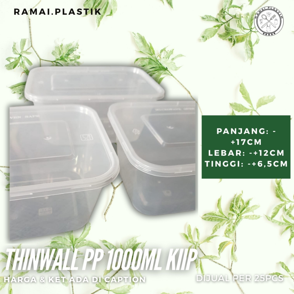ISI 25pcs Kiip Thinwall Persegi 1000ml