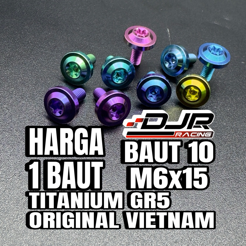 Baut 10 Titanium 6x15 Big Head Baut 10 panjang 1,5cm Original Vietnam