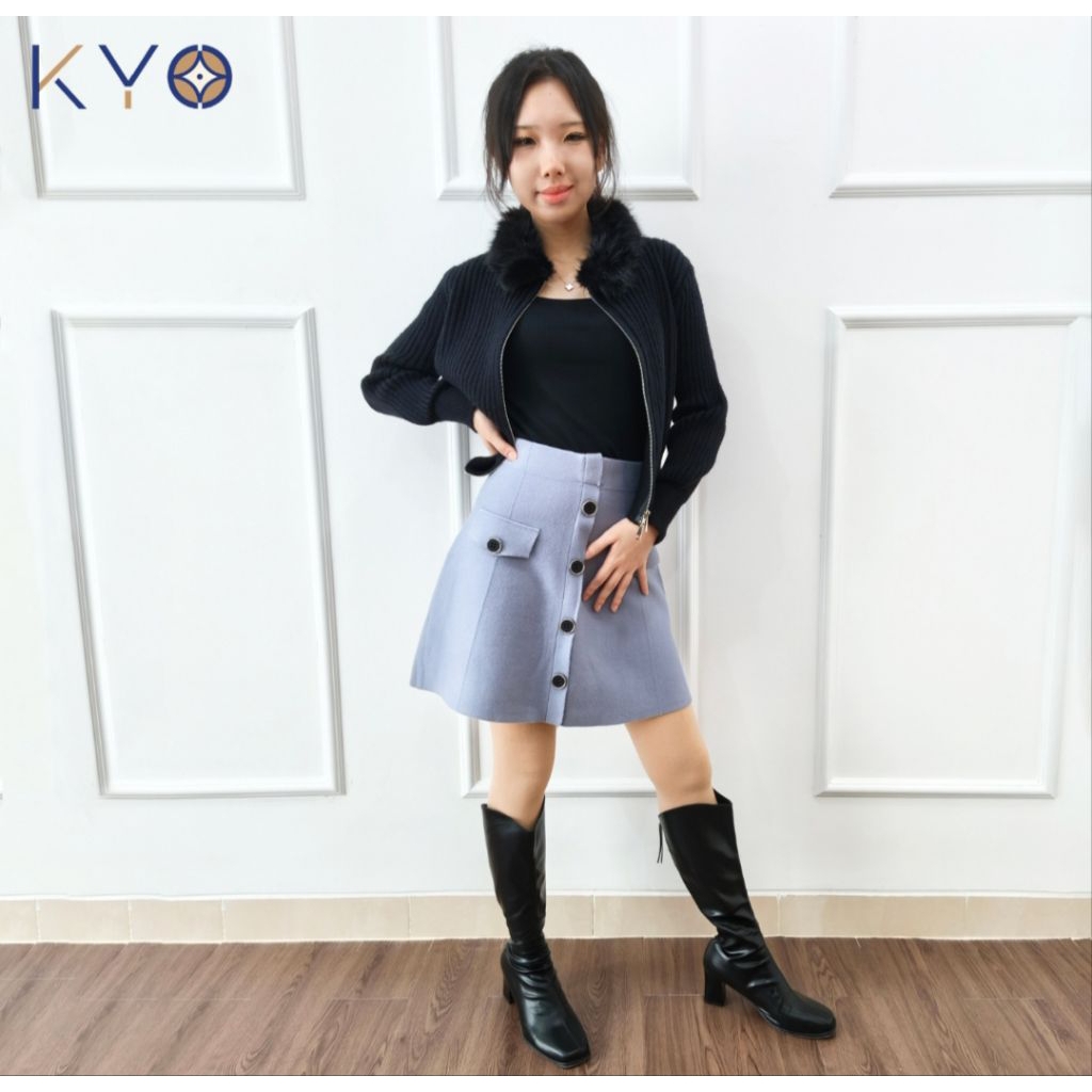 Kyobatik_ Rok Rajut High Waist Pendek Polos & Motif Eliora | High Waist Mini Skirt