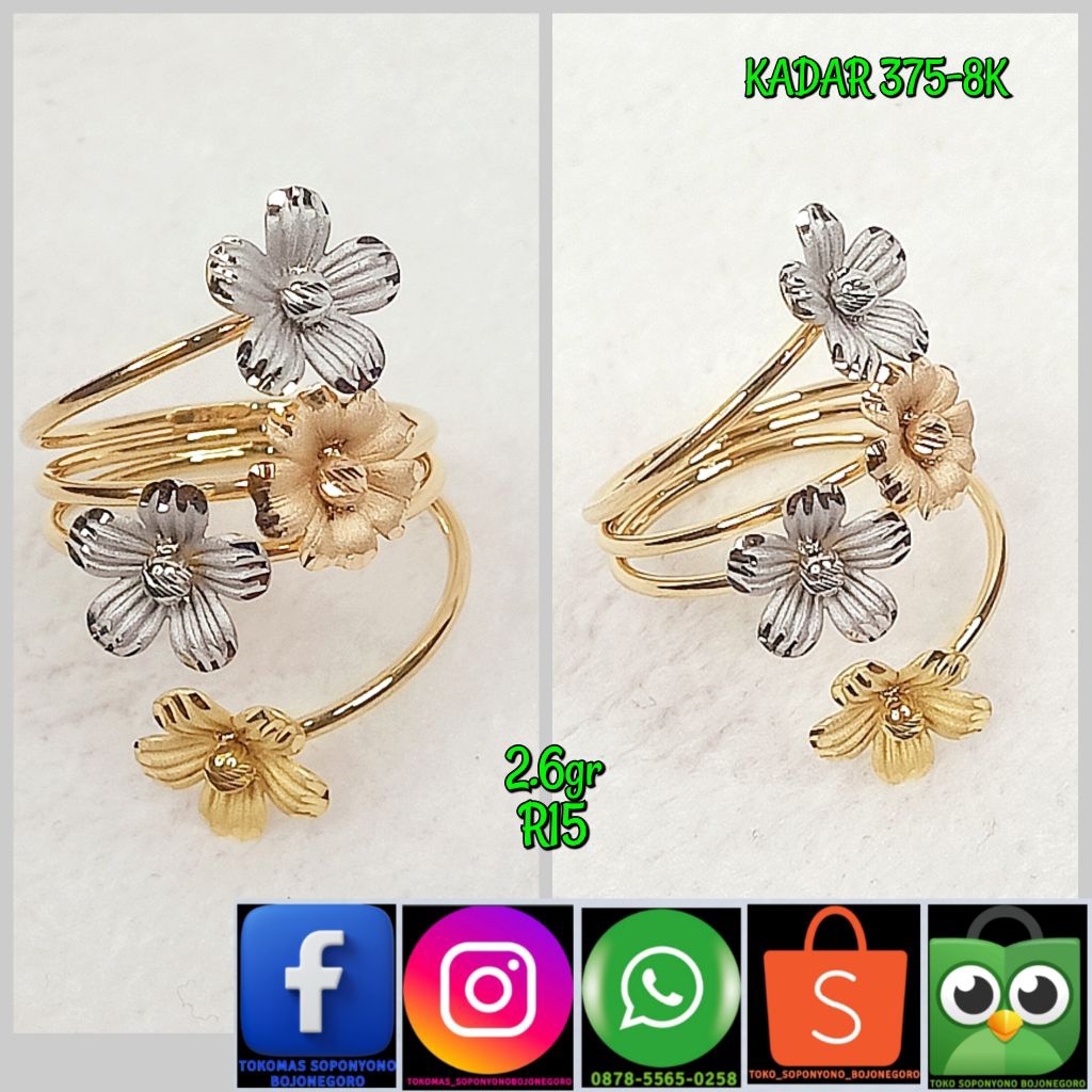 CINCIN BUNGA 3 WARNA KADAR 375-8K