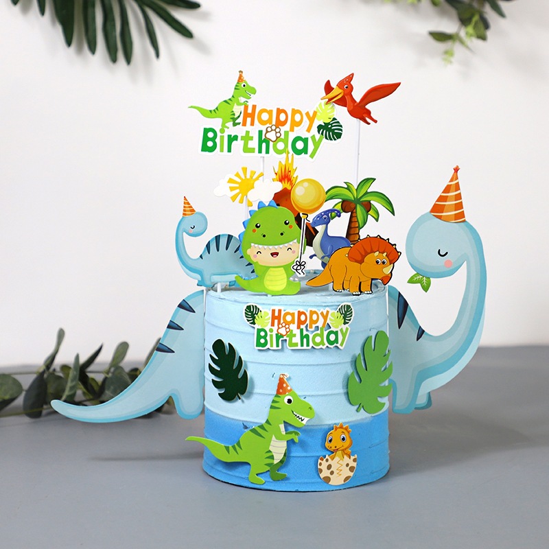 Topper Kue Ulang Tahun Dinosaurus Lucu Hiasan Kue Anak Dekorasi Kue Dinosaurus