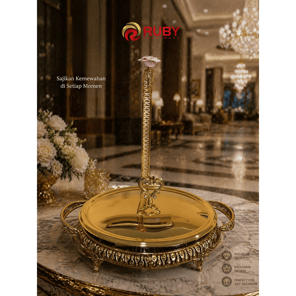 RUBY RB- 663 Glass Chafing Dish Oval Gold 3Liter