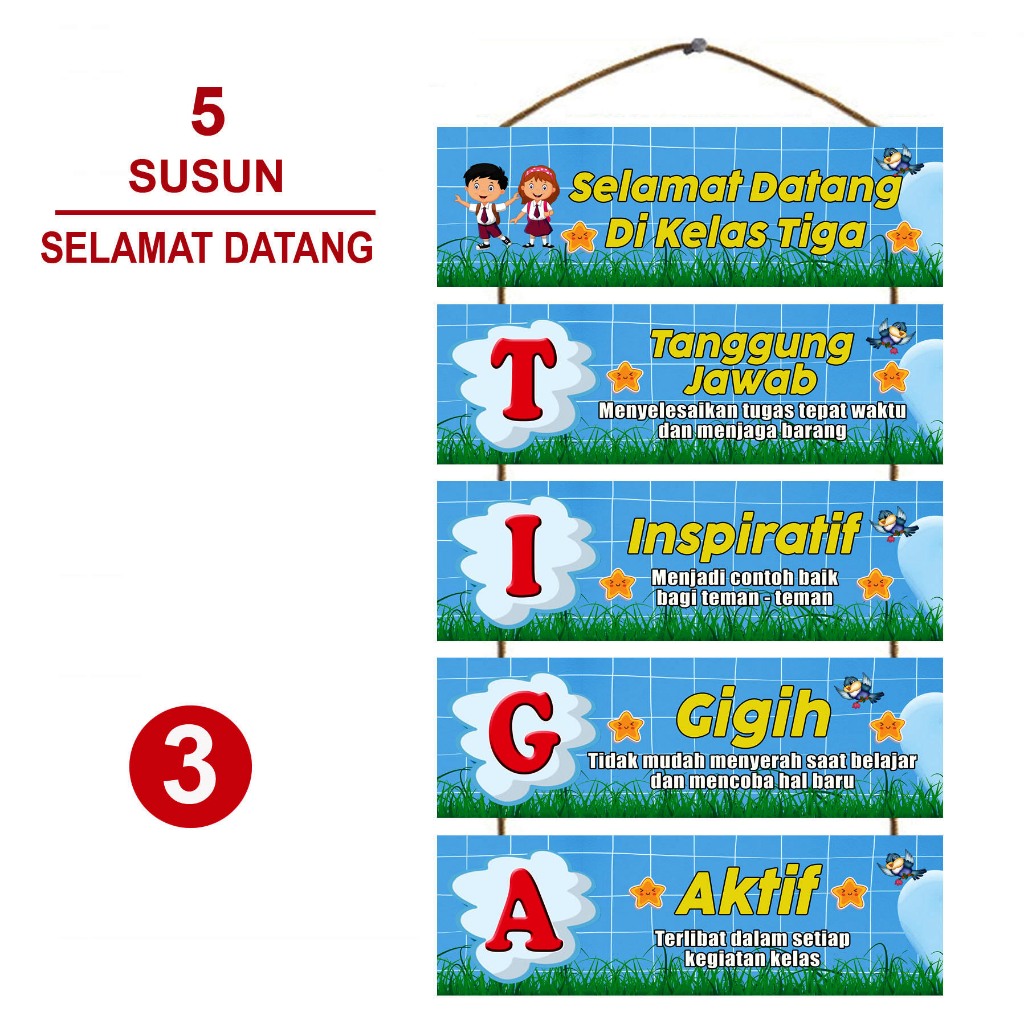 Hiasan Gantung Pintu Kelas Selamat Datang Di Kelas Tiga Dekorasi Pintu Kelas
