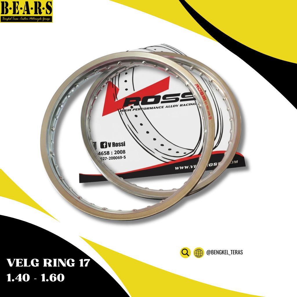 Velg Motor Almunium Rossi Silver set 140 dan 160 ring 17 Original