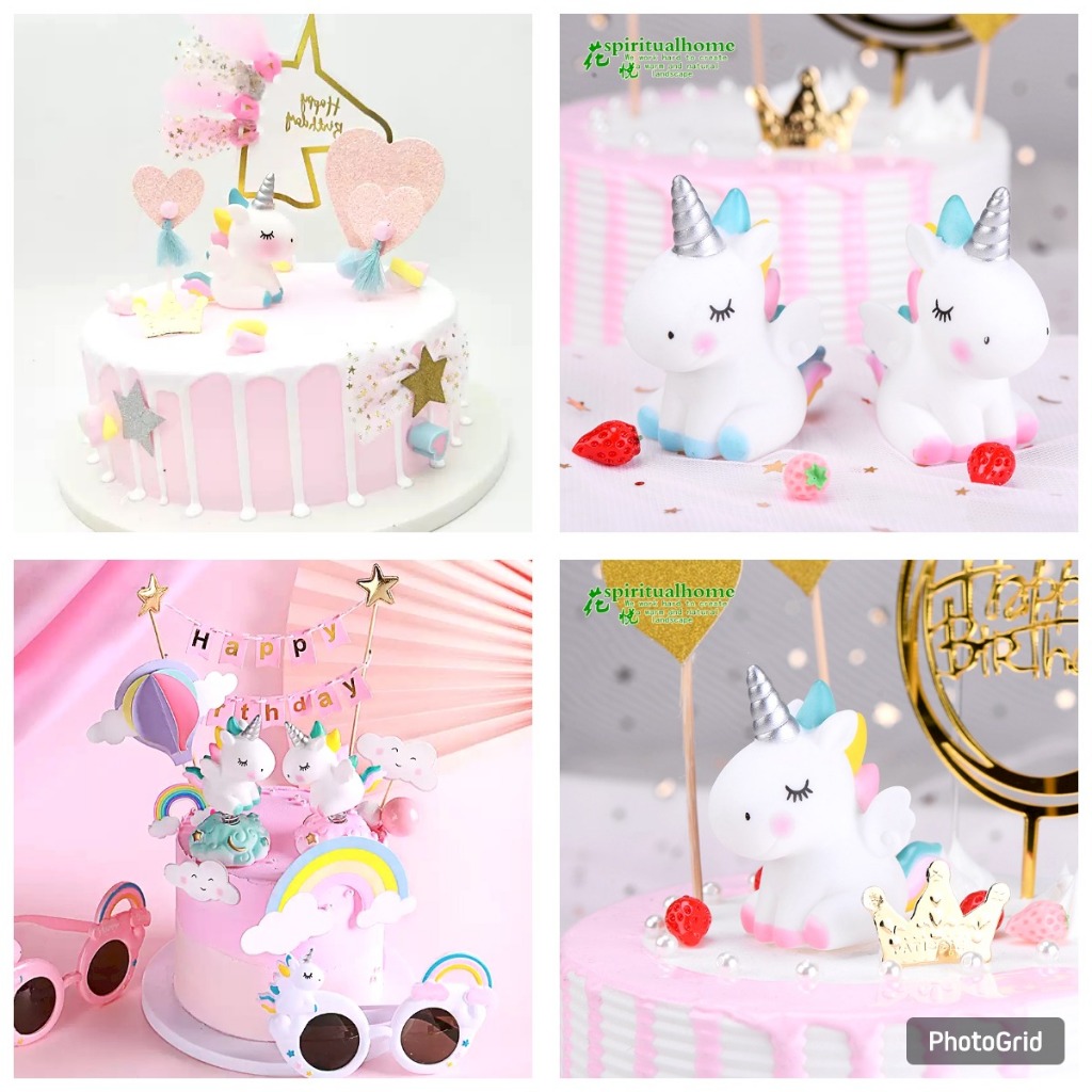 Hiasan Kue Ulang Tahun Unicorn / Topper Cake Unicorn / Kue Ulang Tahun Anak Murah Lengkap