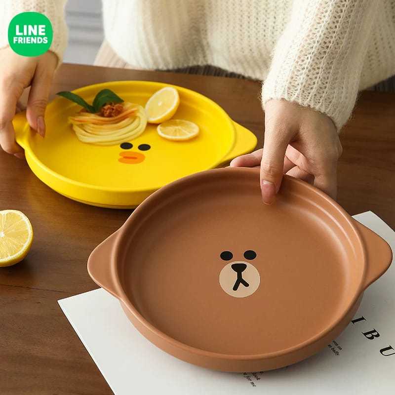 (A0160) JEEA | Official Line friends double handle plate | Piring makan unik lucu cantik | parsel | 