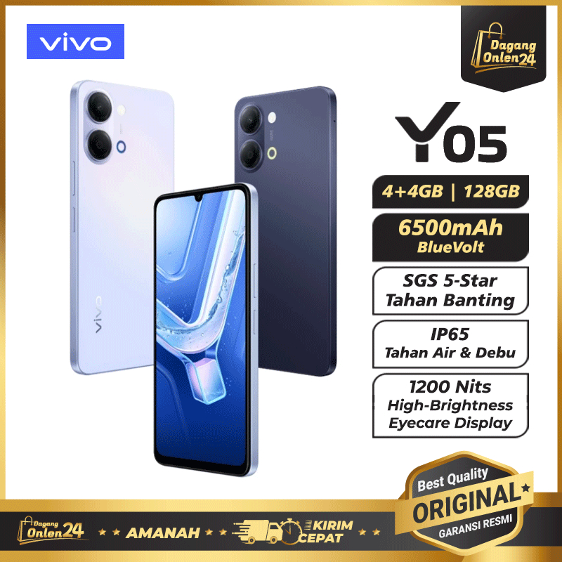 Vivo Y05 4/128GB HP Murah Original 100% Smartphone Tahan Banting Android 1 Jutaan Garansi Resmi