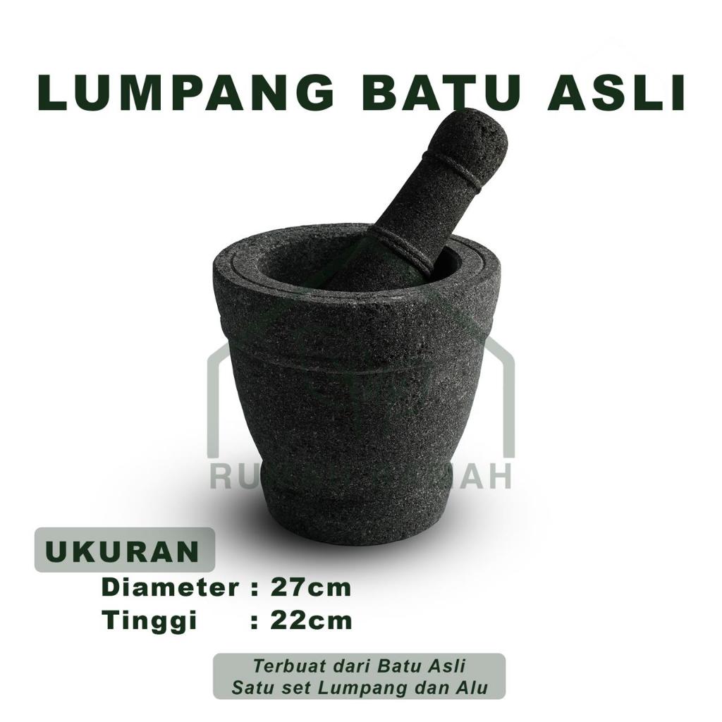 Set Lumpang Batu Asli Muntilan Halus & Tahan Lama – Anti Retak + Alu