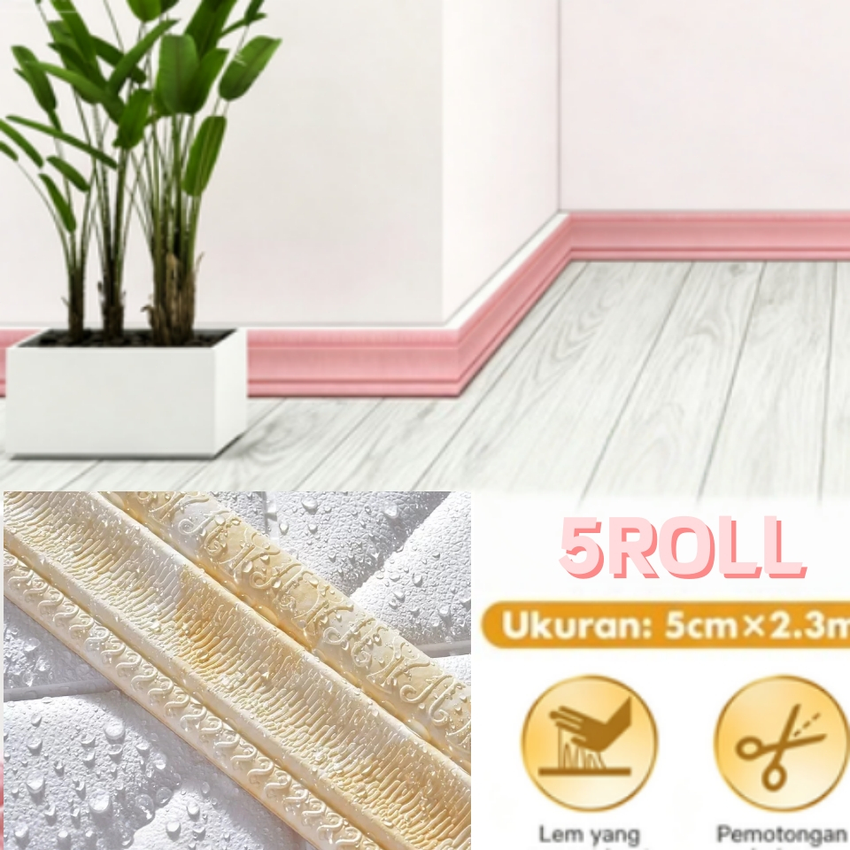 5ROLL Wallpaper List Border Foam Stiker 5×230CM  Wall Border List tebal List dinding 3D