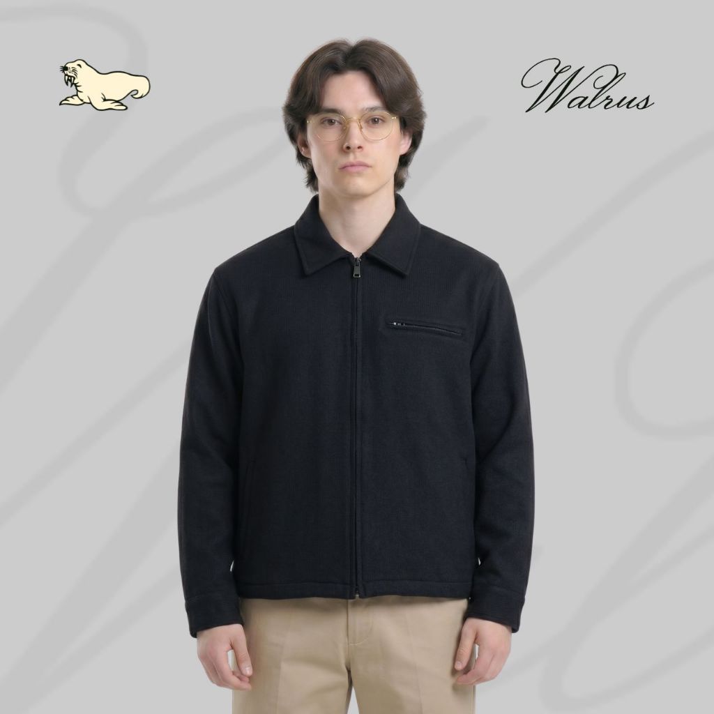Walrus Boxy Jacket Archival Series Jaket Boxy Fit Linear Carbon Outer Pria Hitam Black