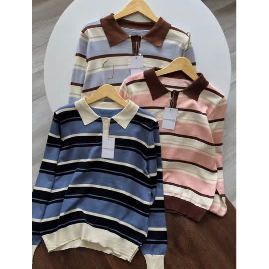 Sweater cardigan knit strip - half button