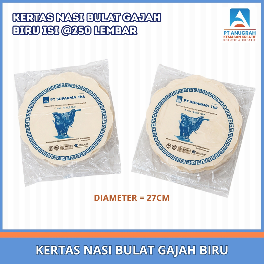 Kertas nasi bulat Gajah biru isi 250 lembar